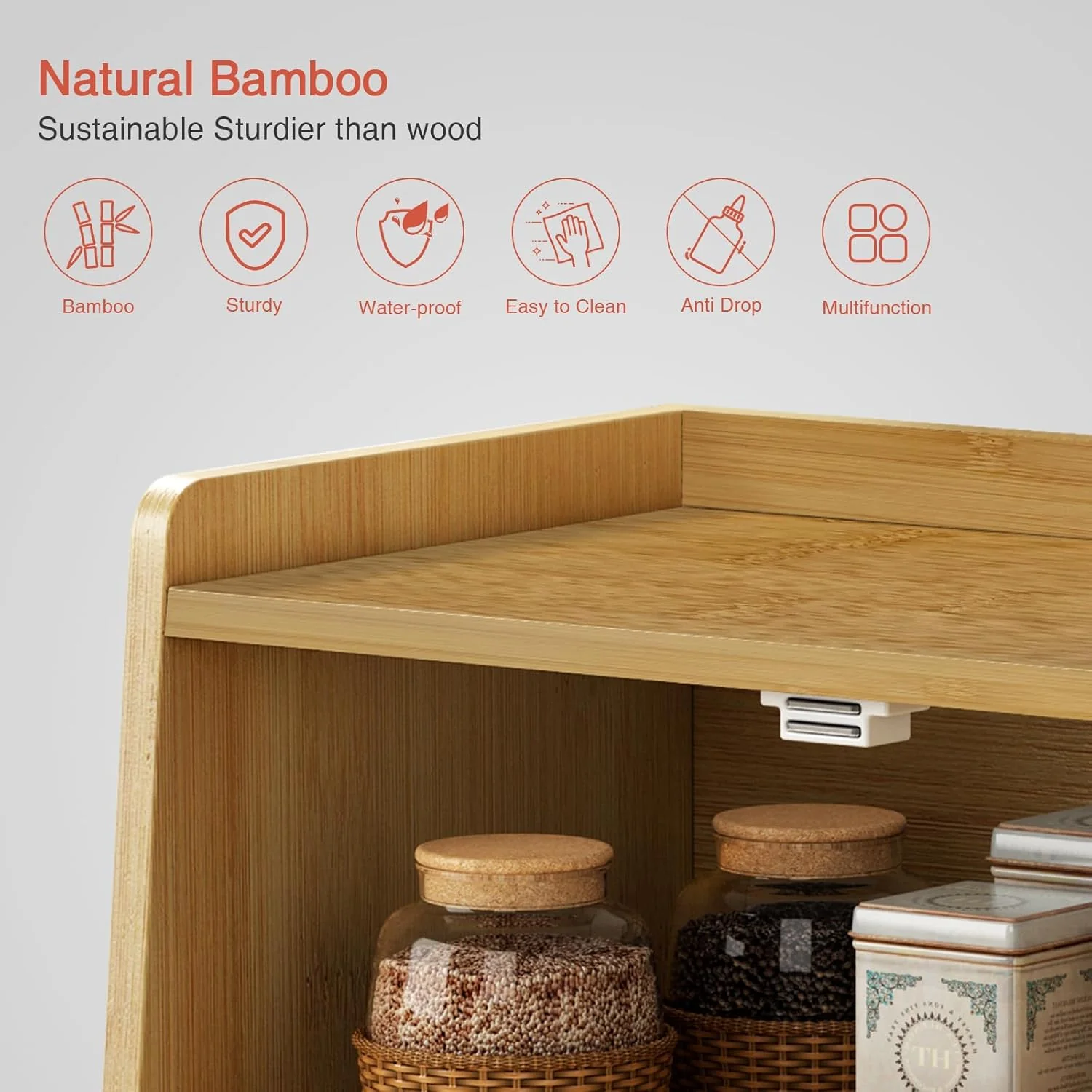 Goozii Bamboo Bread Box for Kitchen Countertop image 7