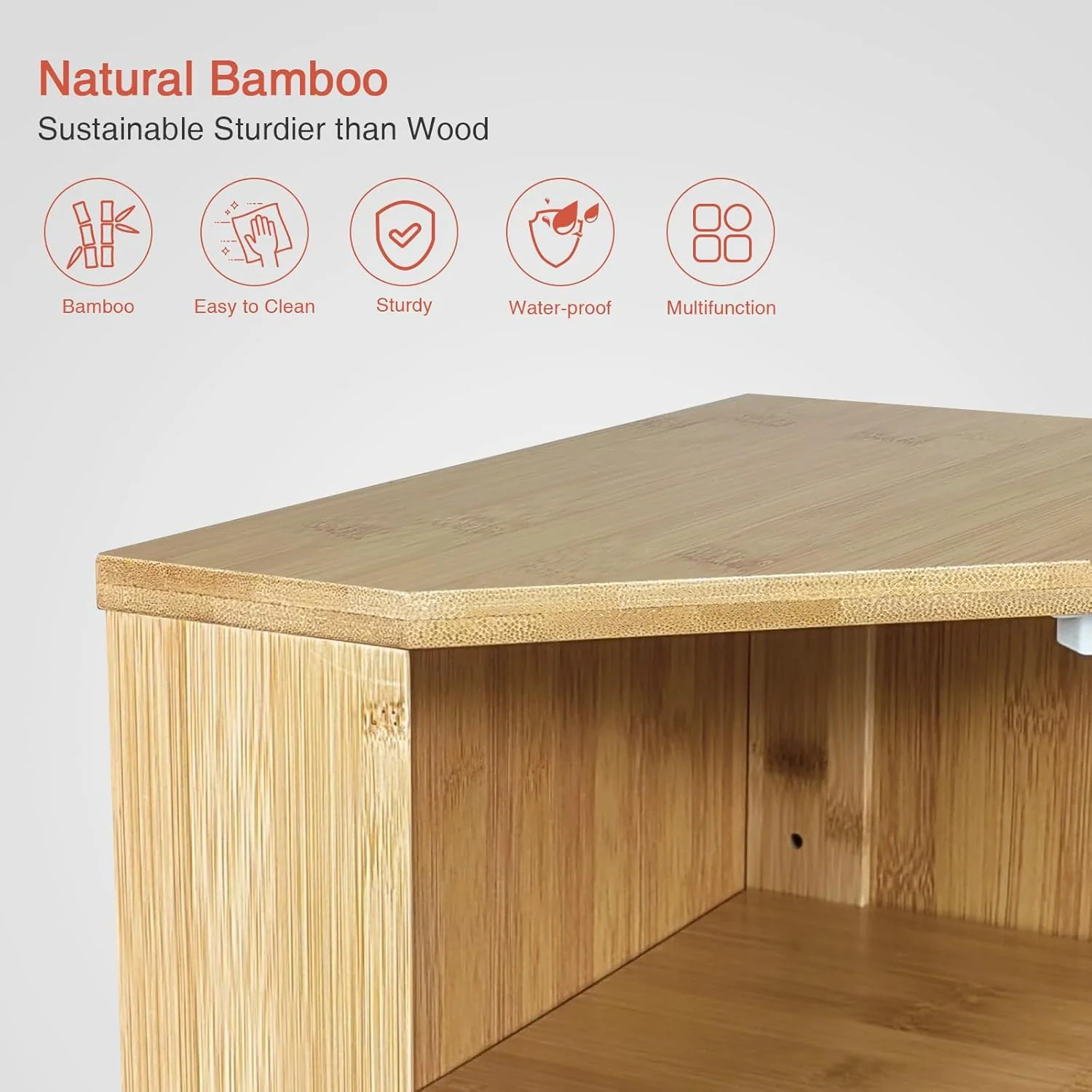 Goozii Bamboo Corner Bread Box for Kitchen Counter image 7