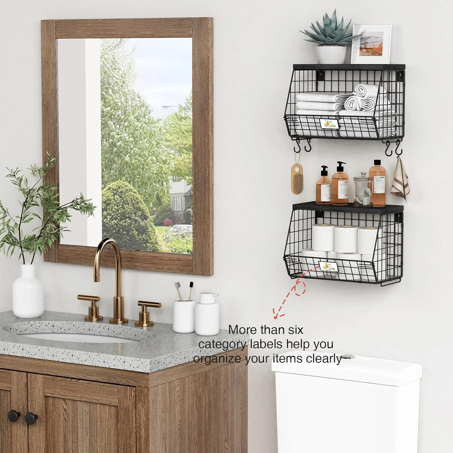 Goozii Black Kitchen Wall Hanging Storage Basket Set image 4