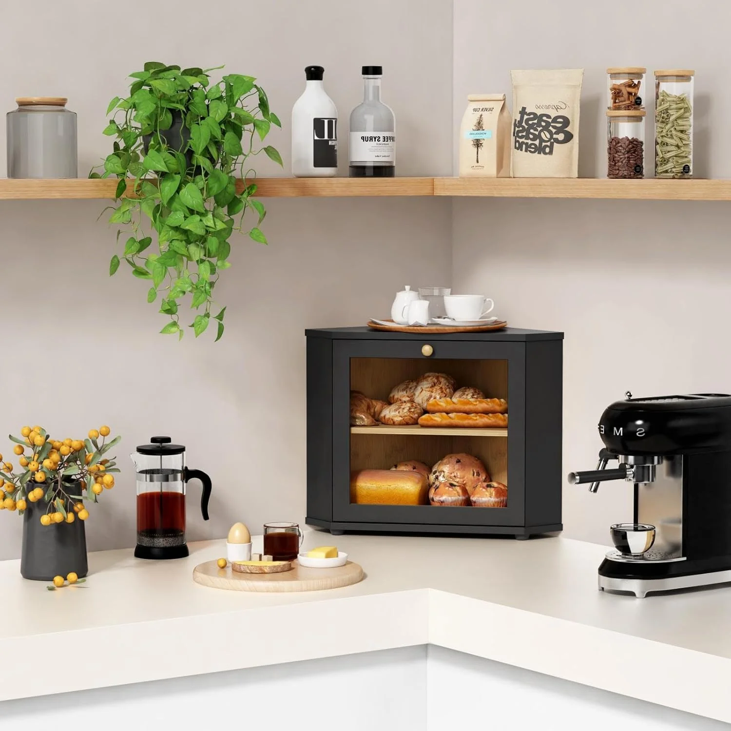 Goozii Corner Bread Box for Kitchen Countertop image 2