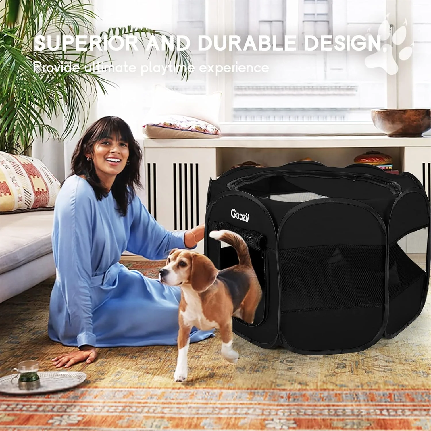 Goozii Foldable Portable Dog Playpen for Medium Dogs Indoor image 3