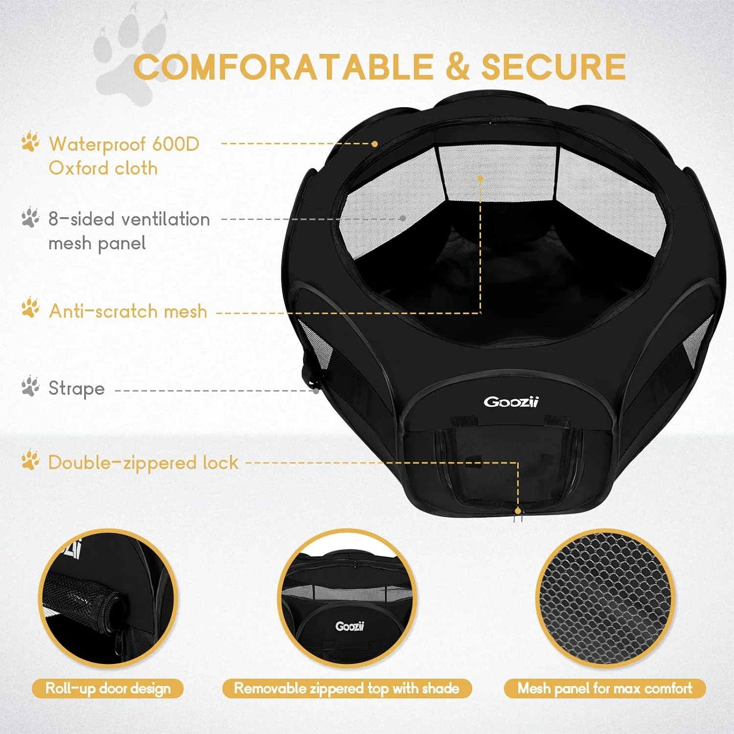 Goozii Foldable Portable Dog Playpen for Medium Dogs Indoor image 5