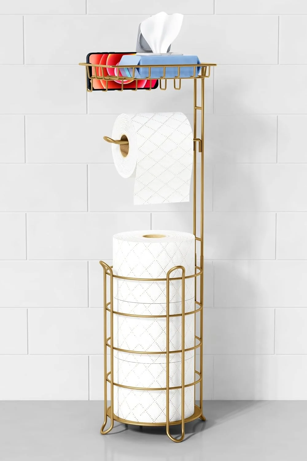 Goozii Gold Free Standing Toilet Paper Holder Stand