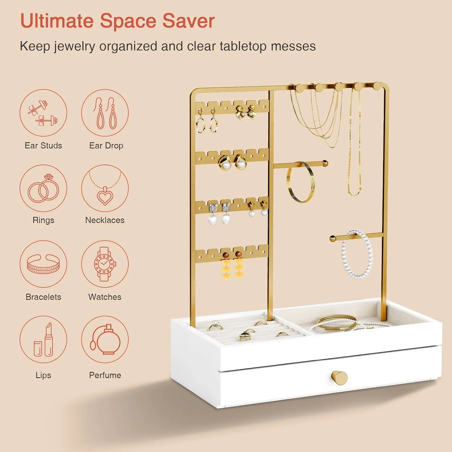 Goozii Gold Jewelry Stand Organizer Necklace Holder image 7