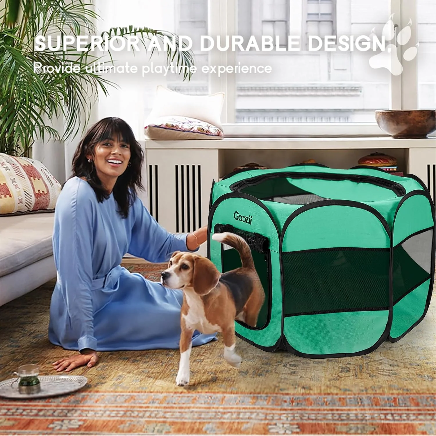 Goozii Portable Dog Playpen for Small Dogs Indoor Outdoor image 3