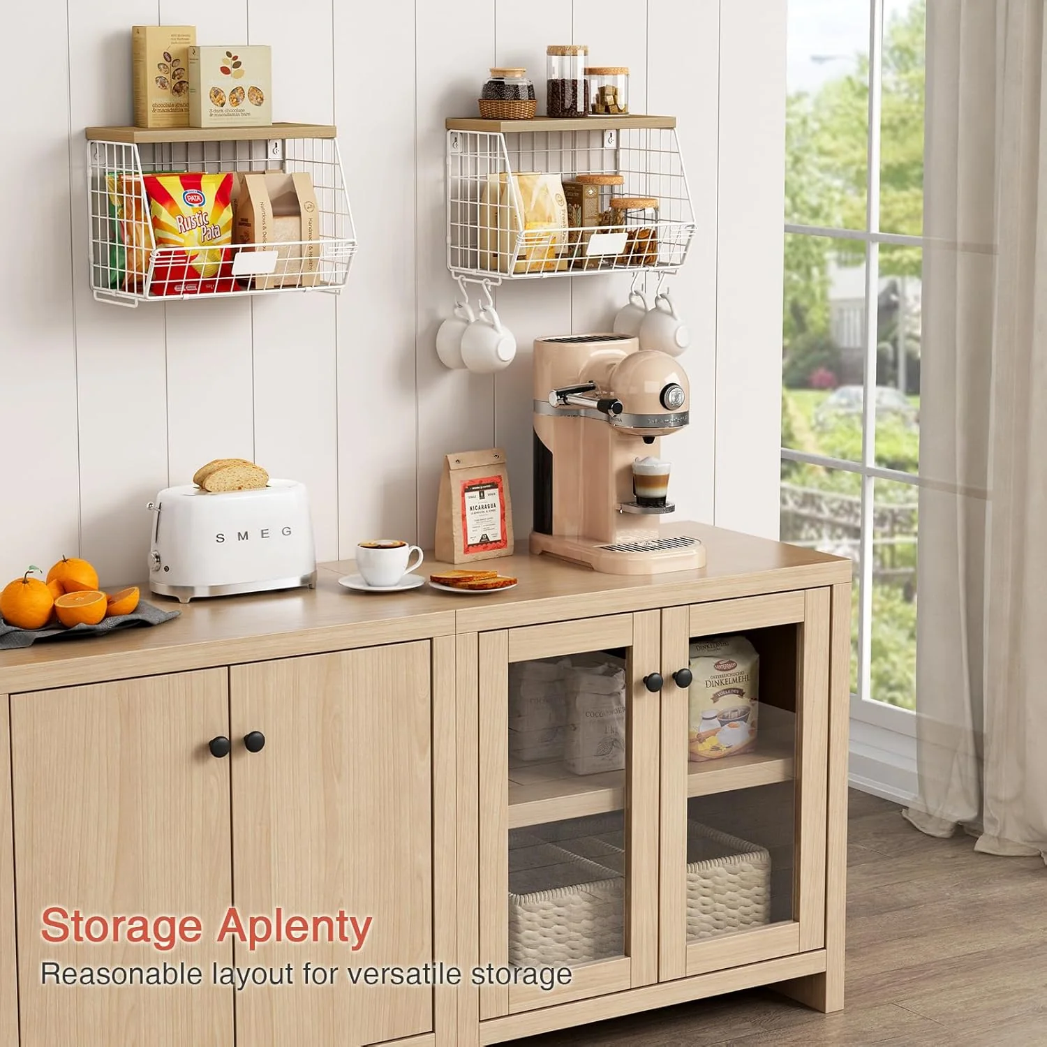 Goozii White Fruit Storage Basket for Kitchen Counter Set image 3