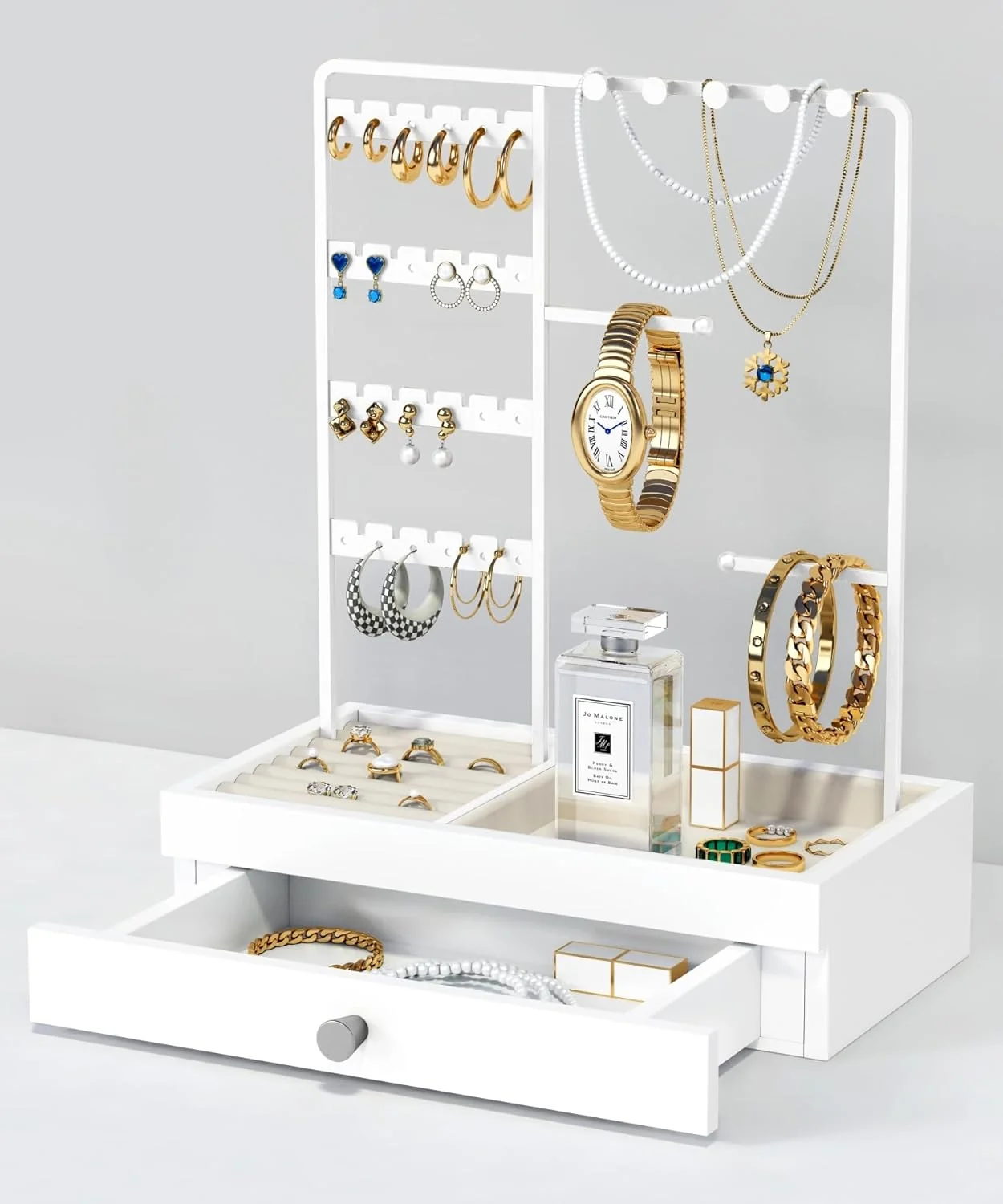 Goozii White Jewelry Organizer Stand Stud Earring Holder