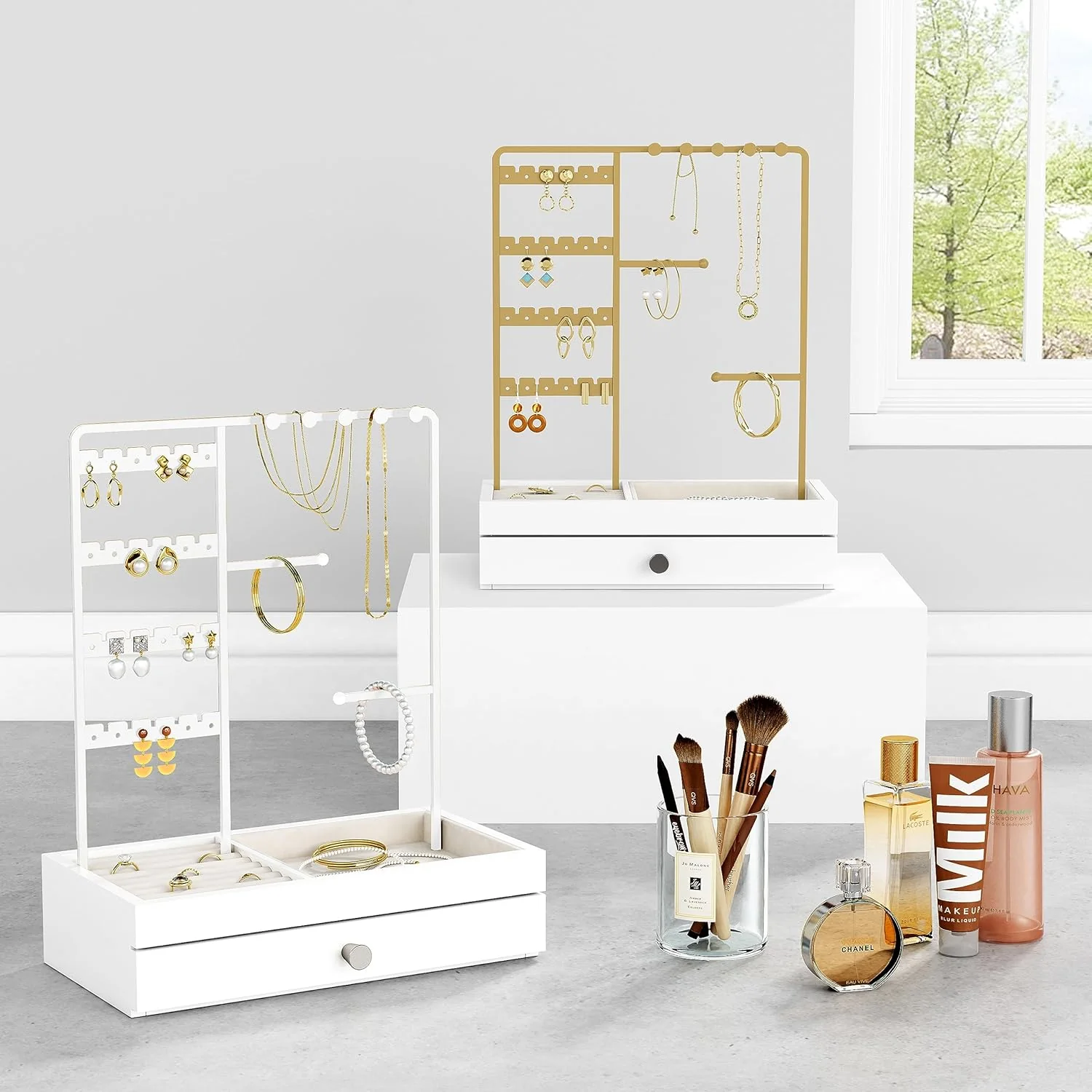 Goozii White Jewelry Organizer Stand Stud Earring Holder image 4