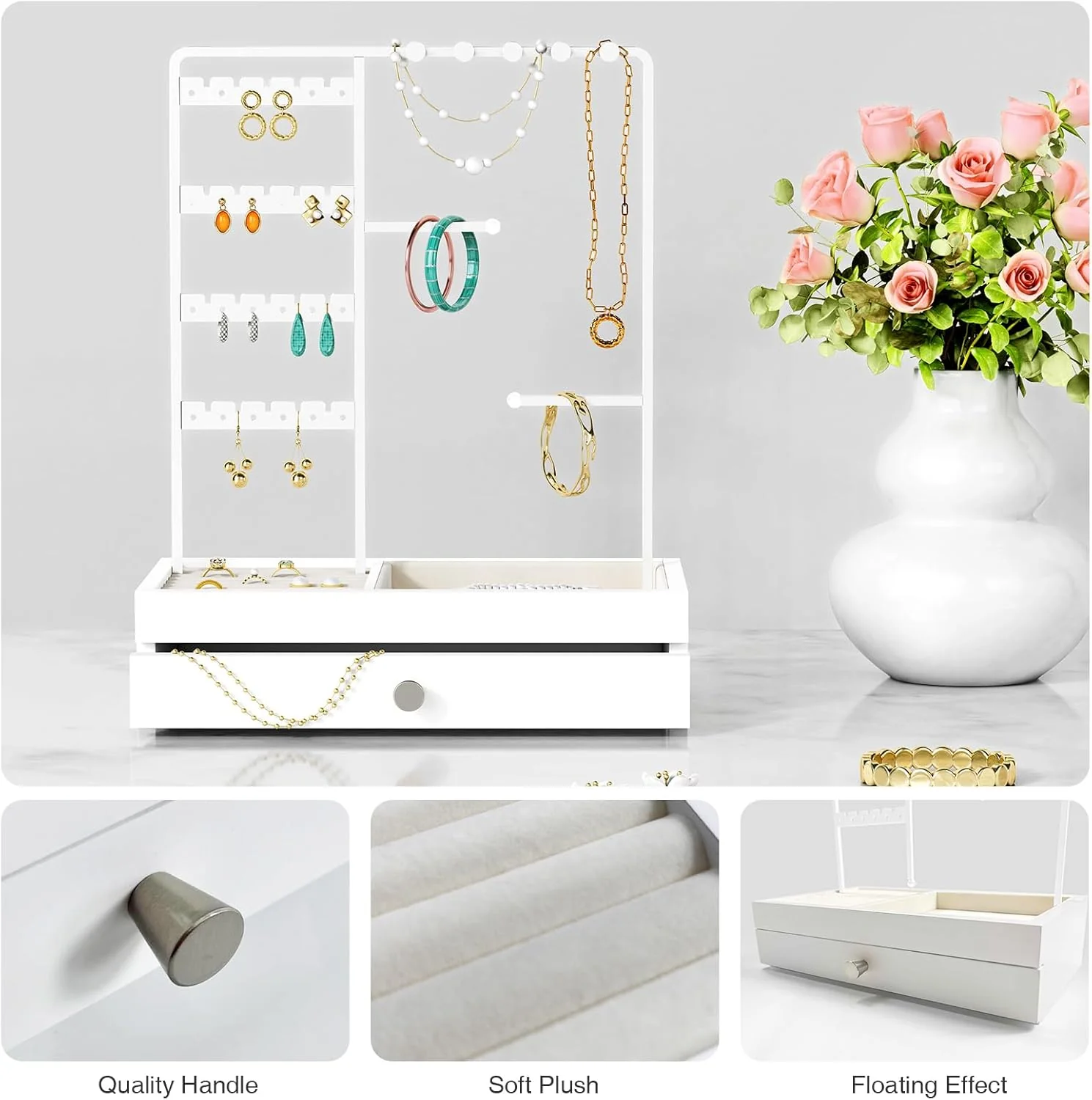 Goozii White Jewelry Organizer Stand Stud Earring Holder image 5