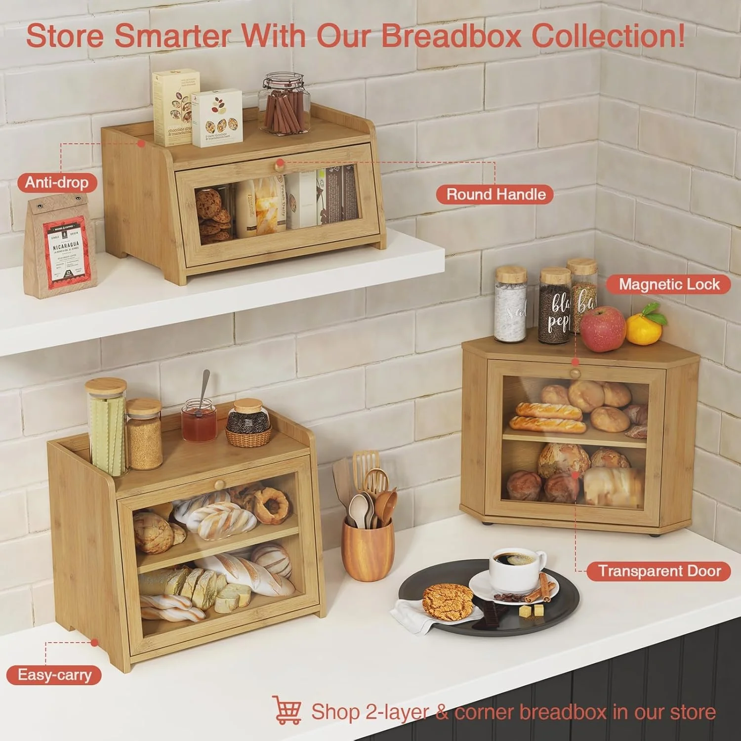 Goozii Wood Bread Box for Kithcen Countertop image 5